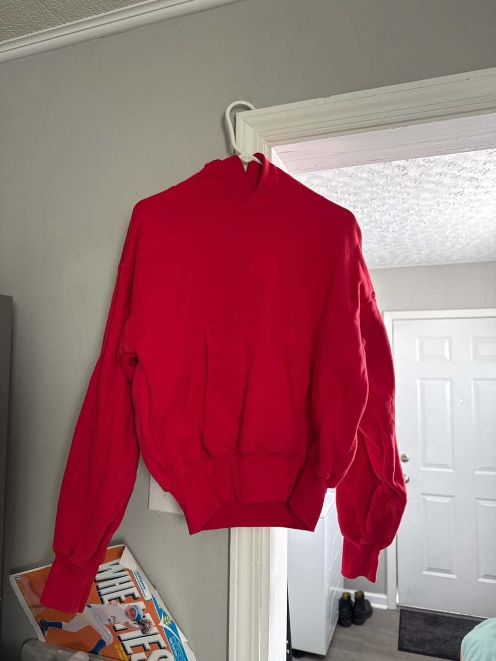 Yeezy x Gap Hoodie in Red, Size Small — heavy cotton construction. This authenti